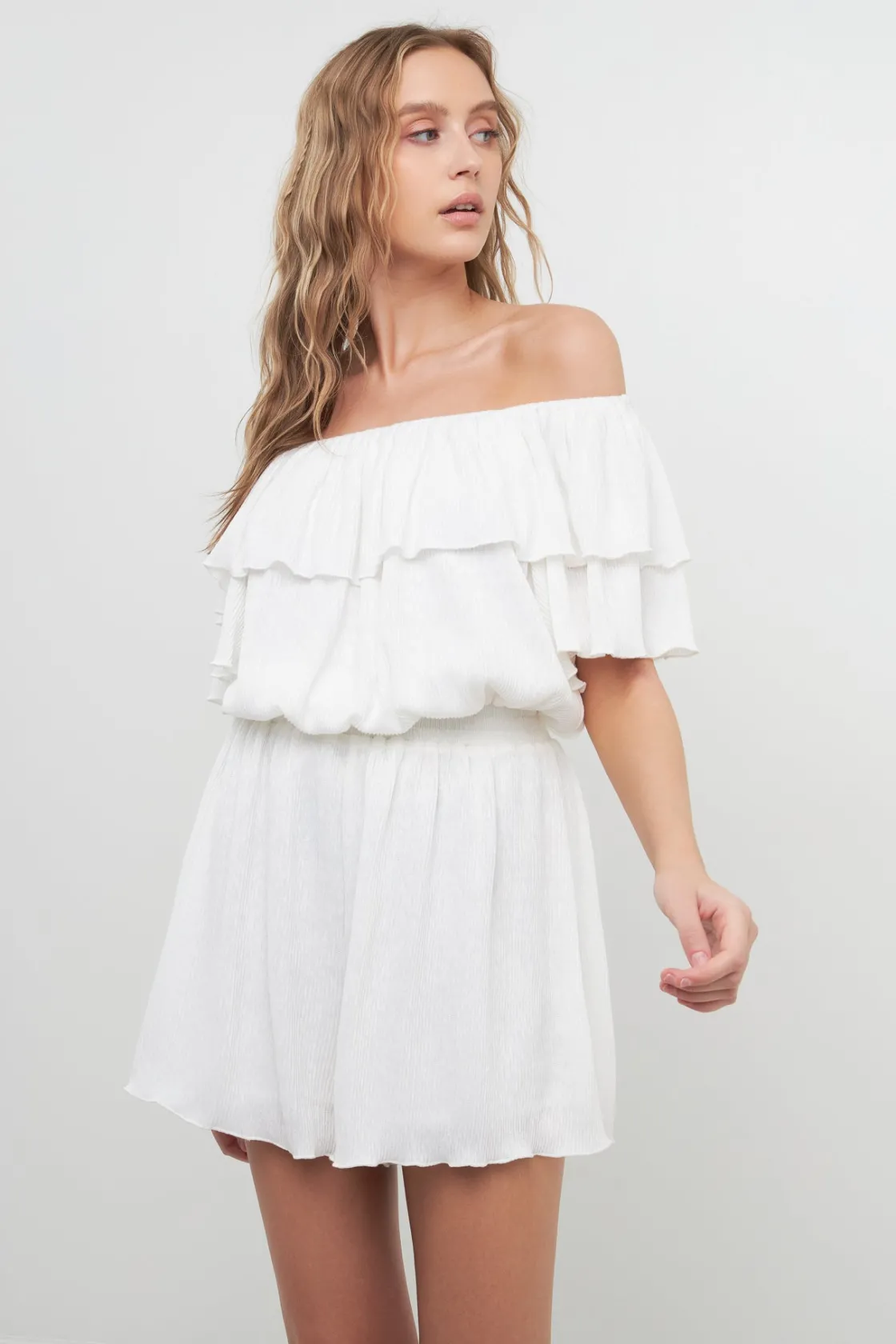 free_the_roses___texture__0.webp FREE THE ROSES Sweaters & Knits | Tops*- Texture Knit Ruffled Romper WHITE