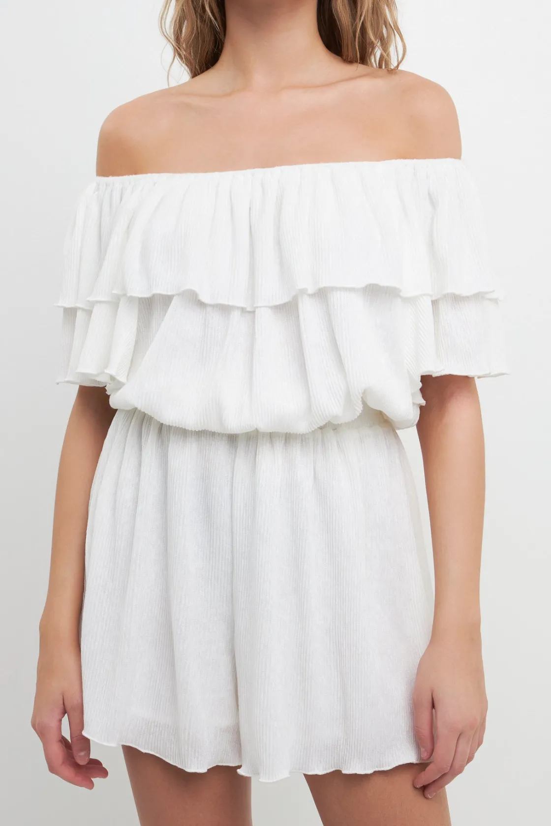 free_the_roses___texture__1.webp FREE THE ROSES Sweaters & Knits | Tops*- Texture Knit Ruffled Romper WHITE