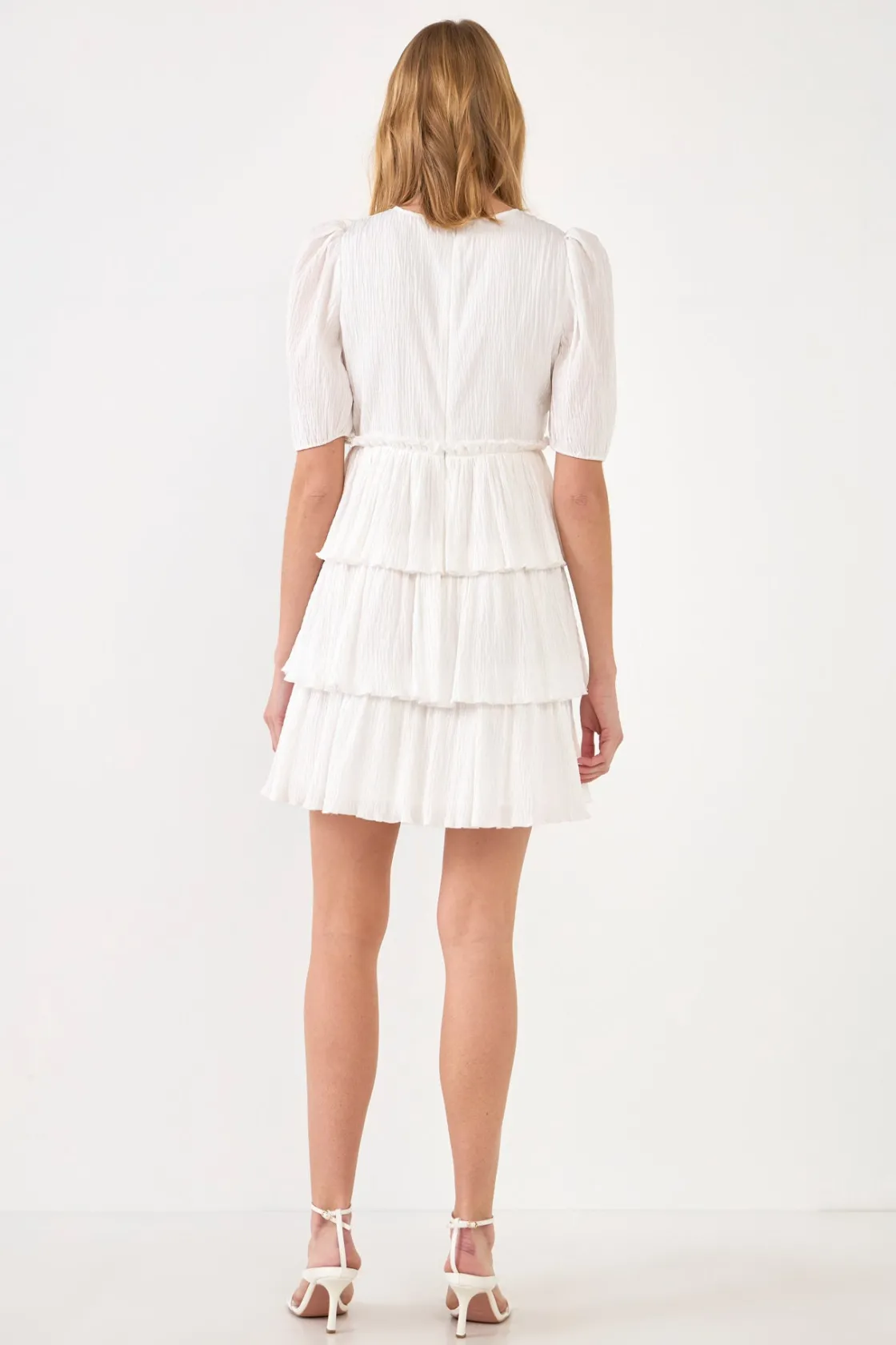 free_the_roses___texture__2-1.webp FREE THE ROSES White Dresses | Puff Sleeve*- Texture Tiered Dress WHITE