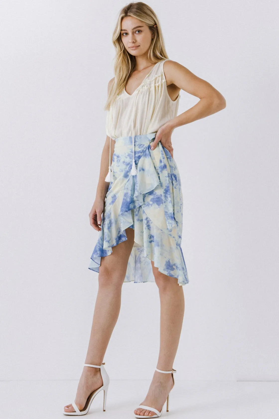 free_the_roses___tie_dye__1.webp FREE THE ROSES Skirts | Tops*- Tie Dye Wrap Skirt BLUE