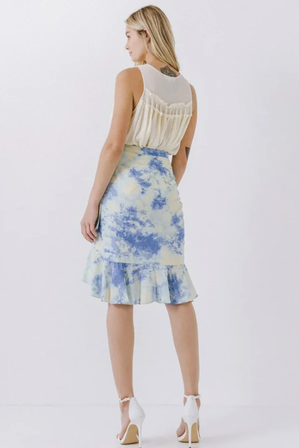 FREE THE ROSES Skirts | Tops*- Tie Dye Wrap Skirt BLUE