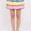 FREE THE ROSES Skirts*- Tie-Dye Color Block Mini Skirt MULTI