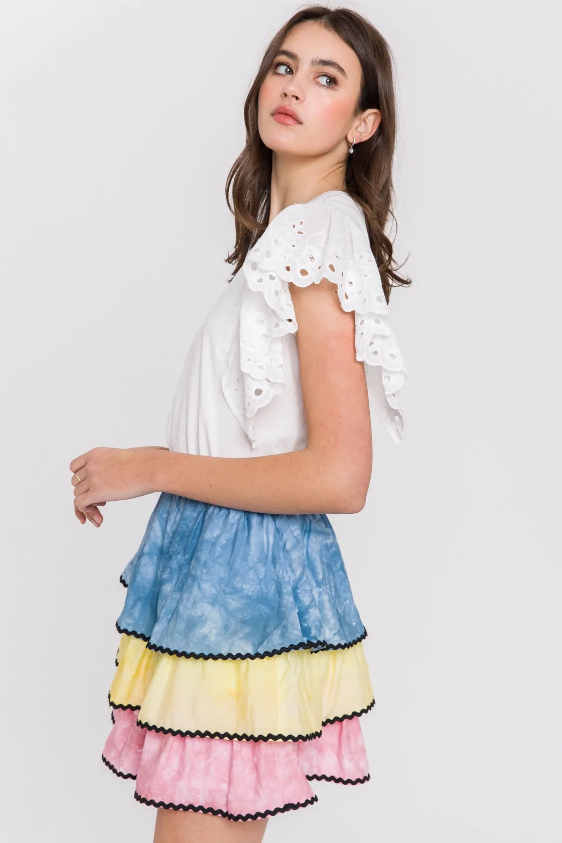 free_the_roses___tiedye_c_1.webp FREE THE ROSES Skirts*- Tie-Dye Color Block Mini Skirt MULTI