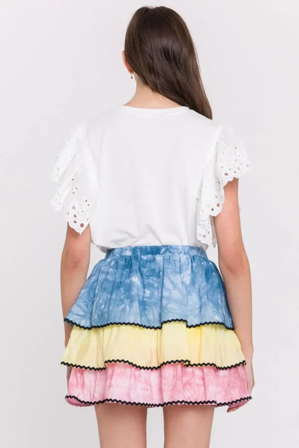 FREE THE ROSES Skirts*- Tie-Dye Color Block Mini Skirt MULTI