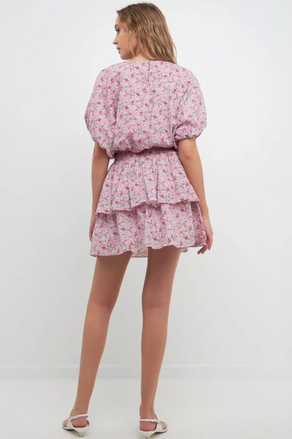 FREE THE ROSES Matching Sets*- Voluminous Crop Top PINKMULTI