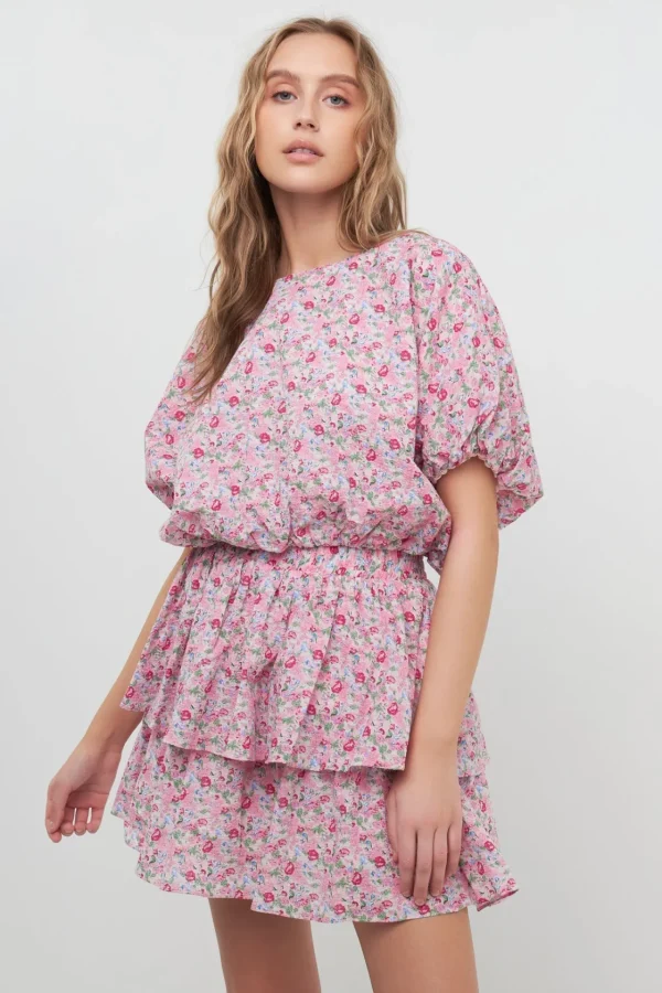 FREE THE ROSES Matching Sets*- Voluminous Crop Top PINKMULTI