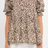 FREE THE ROSES Shirts & Blouses | Tops*- Animal Print Tiered Blouse BEIGECOMBO