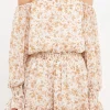 FREE THE ROSES Tops*- Baroque Chiffon Floral Long Sleeve Romper IVORYMULTI
