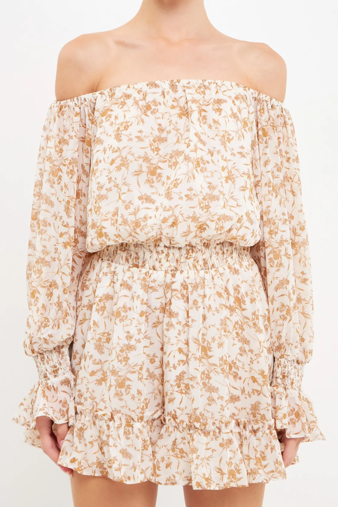 free_the_roses__baroque_c_0.webp FREE THE ROSES Tops*- Baroque Chiffon Floral Long Sleeve Romper IVORYMULTI