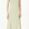 FREE THE ROSES Tops*- Cowl Neckline Floral Midi Dress BLUEMULTI