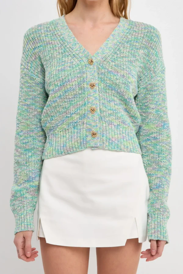 FREE THE ROSES Sweaters & Knits | Tops*- Heart Accent Button Sweater MULTI