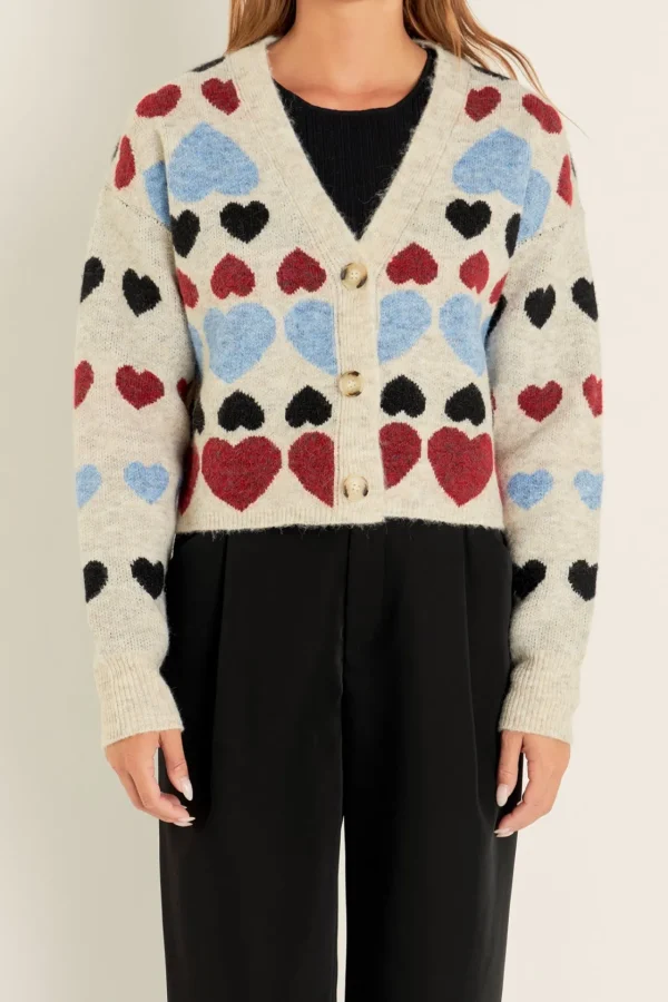 FREE THE ROSES Cardigans*- Heart Cardigan MULTI