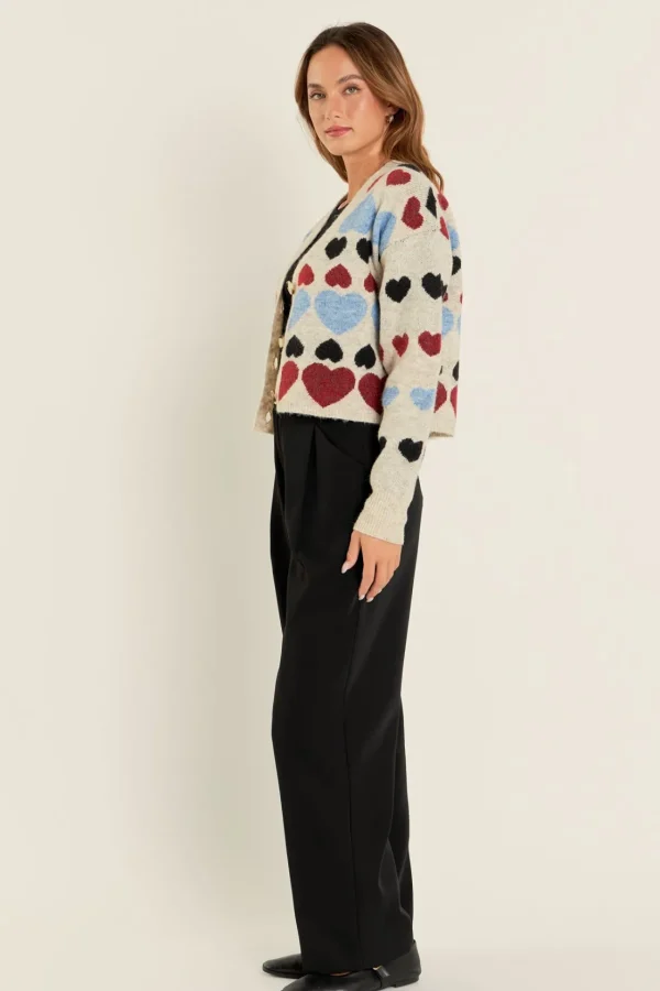 FREE THE ROSES Cardigans*- Heart Cardigan MULTI