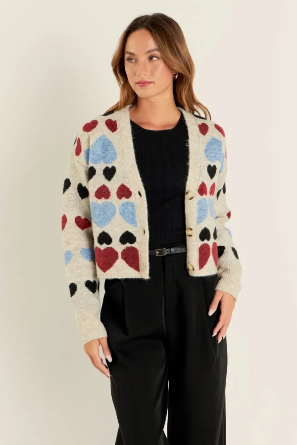 FREE THE ROSES Cardigans*- Heart Cardigan MULTI