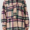 FREE THE ROSES Jackets & Coats | Tops*- Oversized Plaid Coat with Raw Edges BLUSH