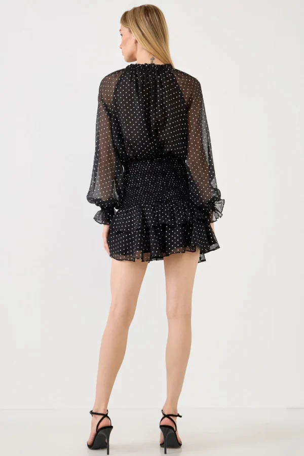 FREE THE ROSES Skirts | Tops*- Polka Dot Chiffon Skirt BLACK