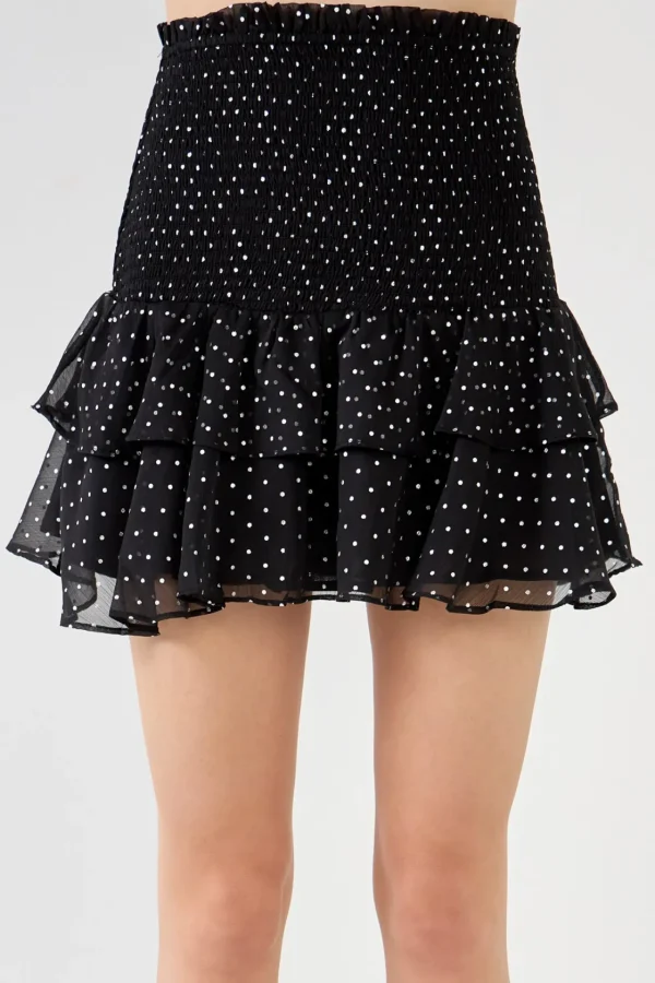 FREE THE ROSES Skirts | Tops*- Polka Dot Chiffon Skirt BLACK