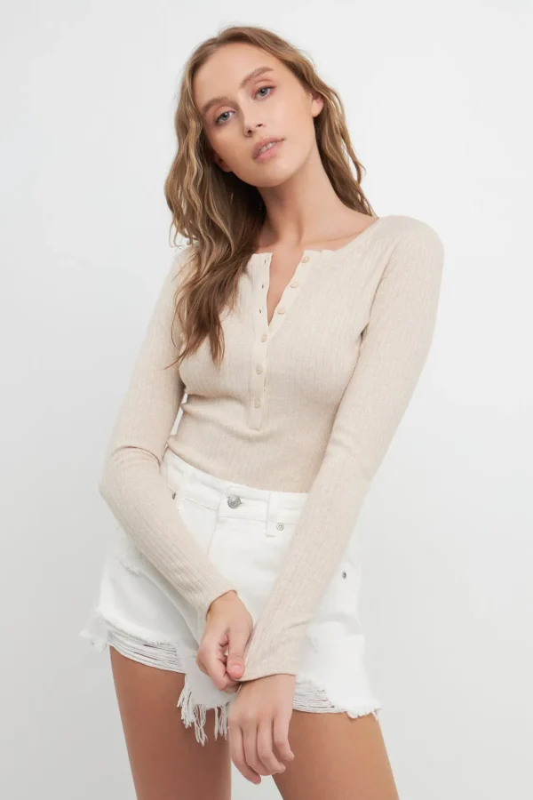 FREE THE ROSES Sweaters & Knits | Tops*- Ribbed Knit Bodysuit - Final Sale