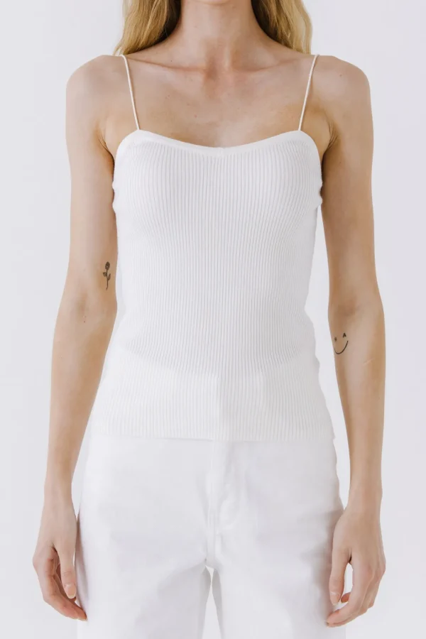 FREE THE ROSES Tops*- Ribbed Knit Camisole OFFWHITE