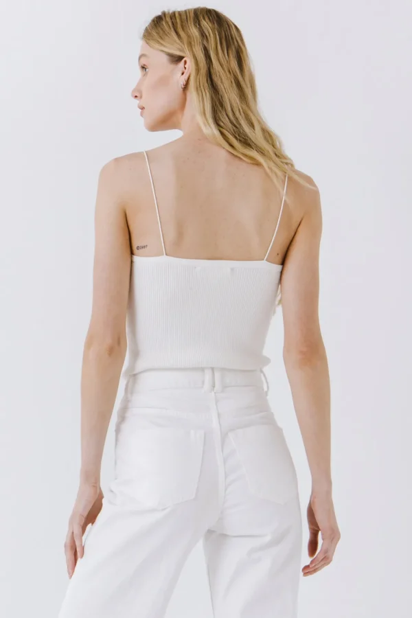 FREE THE ROSES Tops*- Ribbed Knit Camisole OFFWHITE