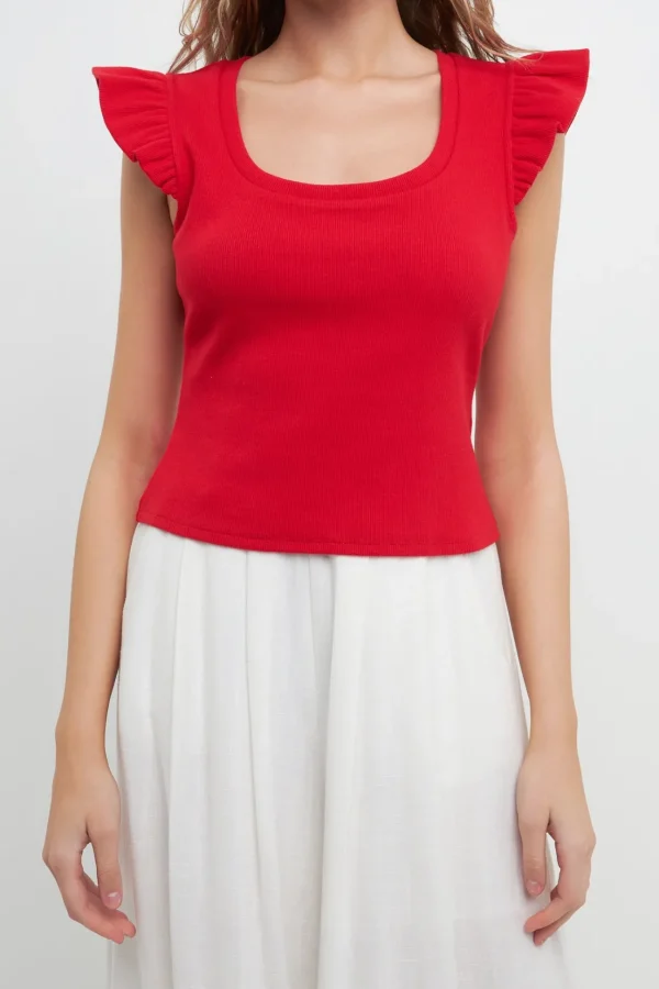 FREE THE ROSES Sweaters & Knits | Tops*- U-neckline Ribbed Knit Top
