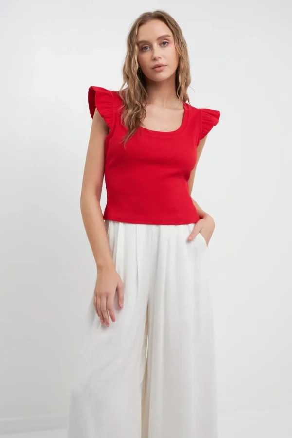 FREE THE ROSES Sweaters & Knits | Tops*- U-neckline Ribbed Knit Top
