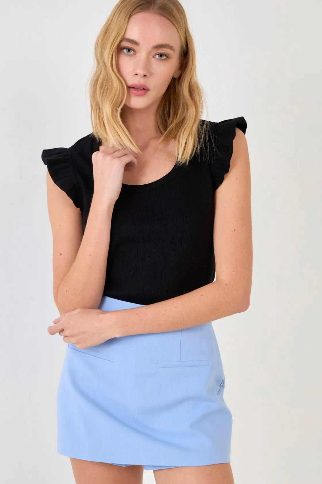 free_the_roses__uneckline_4.webp FREE THE ROSES Sweaters & Knits | Tops*- U-neckline Ribbed Knit Top