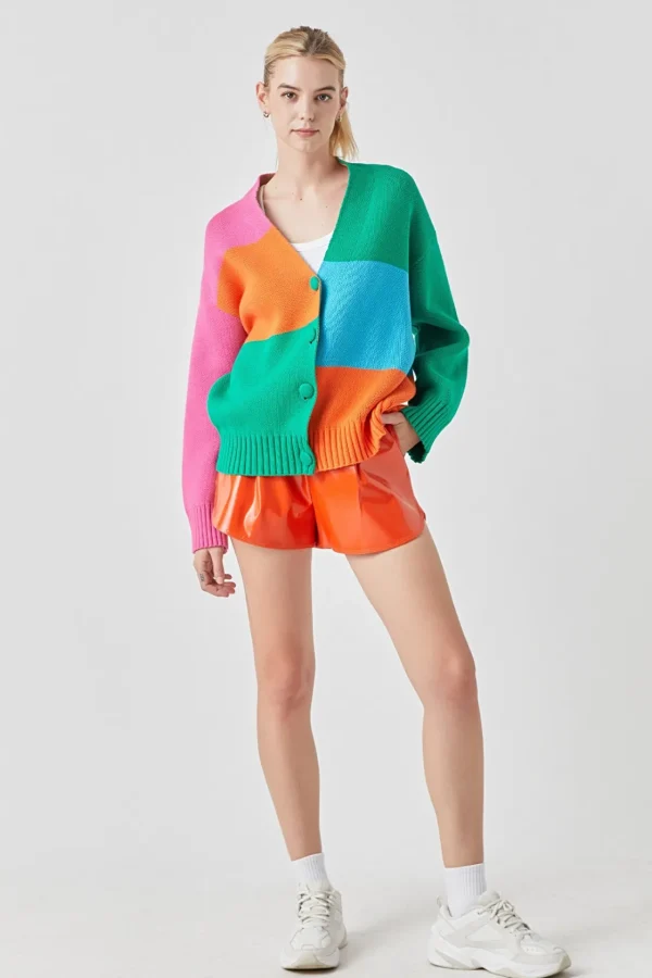 GREY LAB Sweaters & Knits | Tops*- Abstract Colorblock Cardigan MULTI