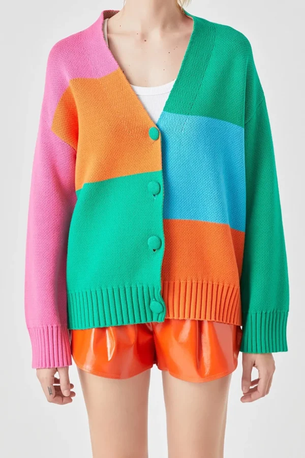 GREY LAB Sweaters & Knits | Tops*- Abstract Colorblock Cardigan MULTI
