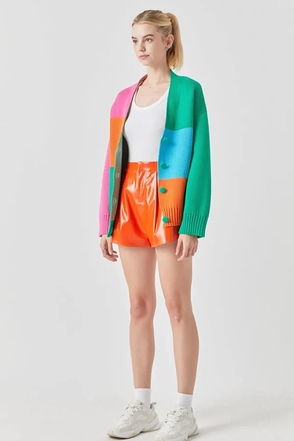 GREY LAB Sweaters & Knits | Tops*- Abstract Colorblock Cardigan MULTI