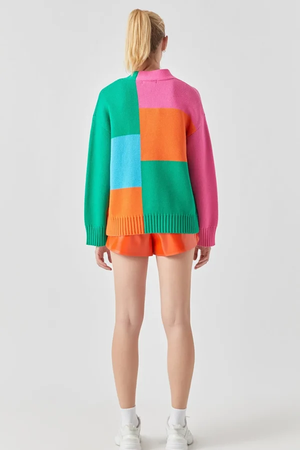 GREY LAB Sweaters & Knits | Tops*- Abstract Colorblock Cardigan MULTI