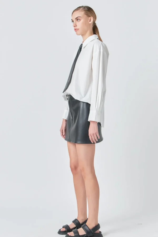 GREY LAB Skirts | Tops*- A-Line Faux Leather Mini Skirt BLACK