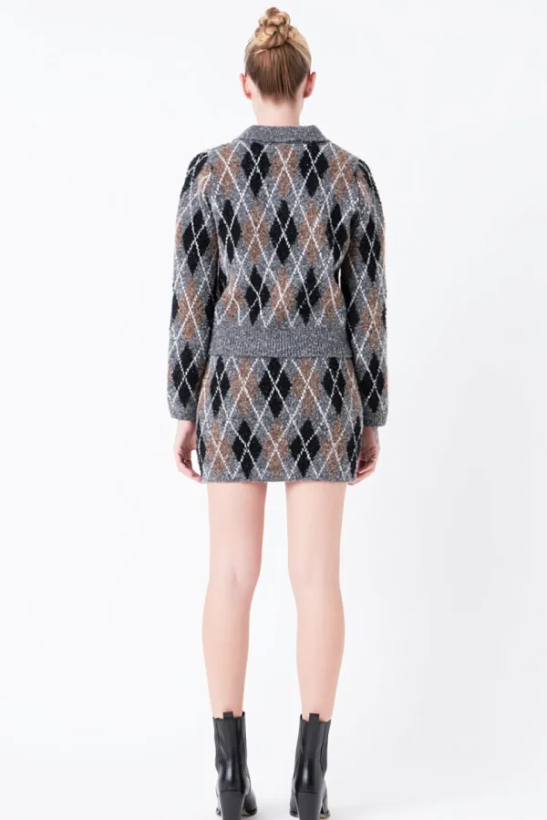 GREY LAB Matching Sets | Skirts*- Argyle Knit Mini Skirt GREY