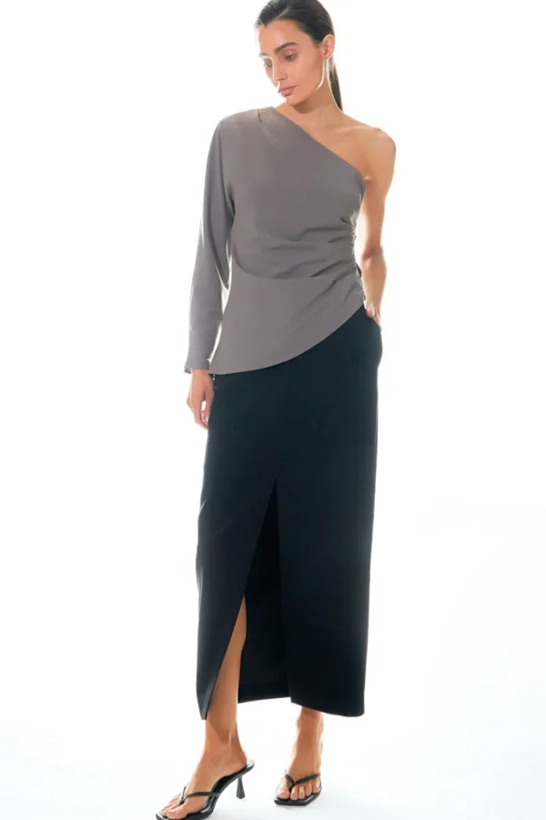 GREY LAB Tops*- Asymmetric Ruched Top