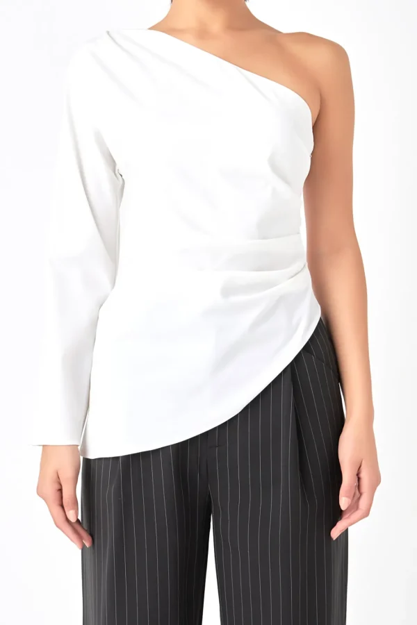 GREY LAB Tops*- Asymmetric Ruched Top