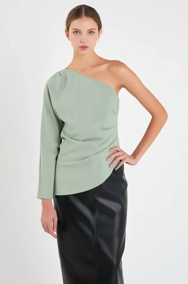 GREY LAB Tops*- Asymmetric Ruched Top