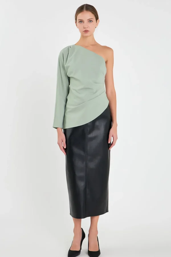 GREY LAB Tops*- Asymmetric Ruched Top