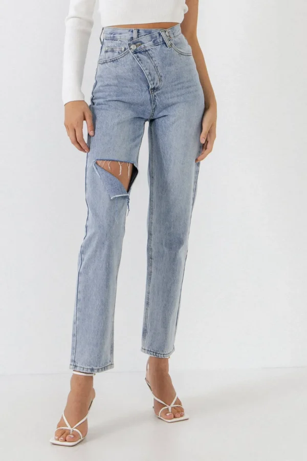 GREY LAB Denim | Tops*- Asymmetric Wrap Jeans DENIM