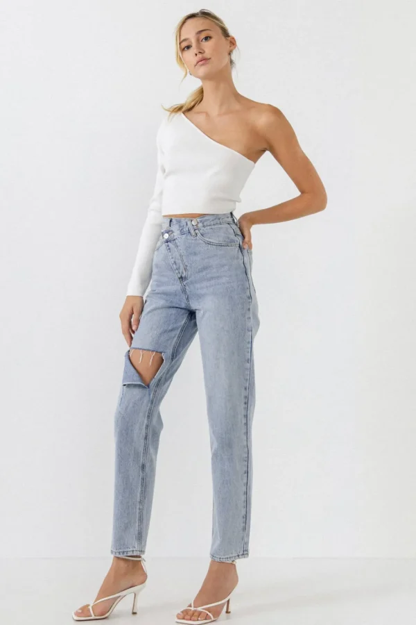 GREY LAB Denim | Tops*- Asymmetric Wrap Jeans DENIM