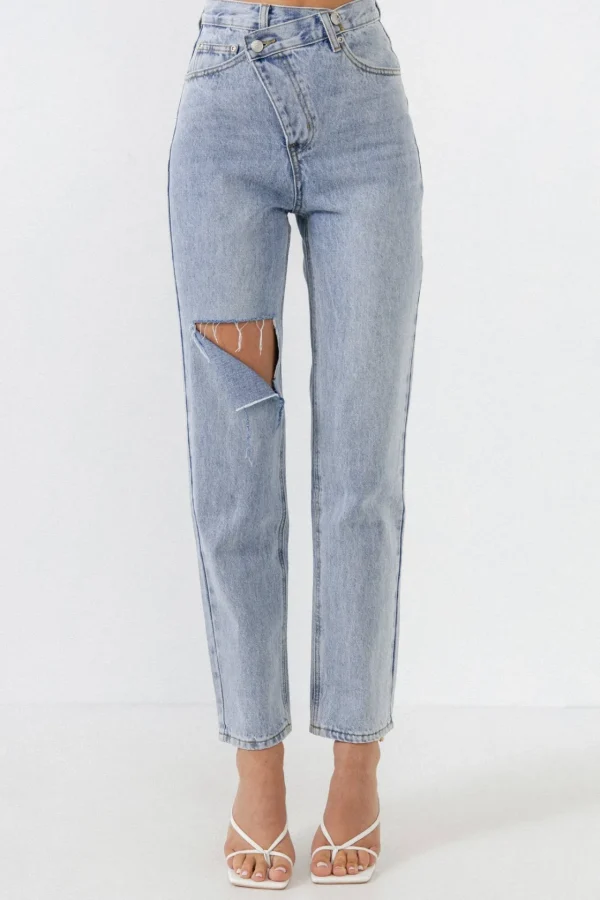 GREY LAB Denim | Tops*- Asymmetric Wrap Jeans DENIM