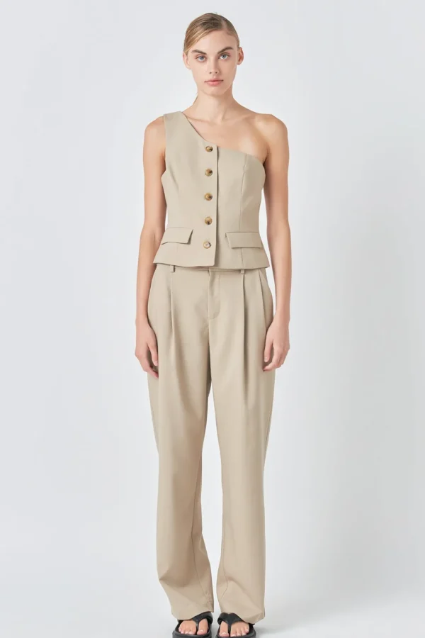 GREY LAB Matching Sets | Tops*- Asymmetrical One Shoulder Vest SAGE