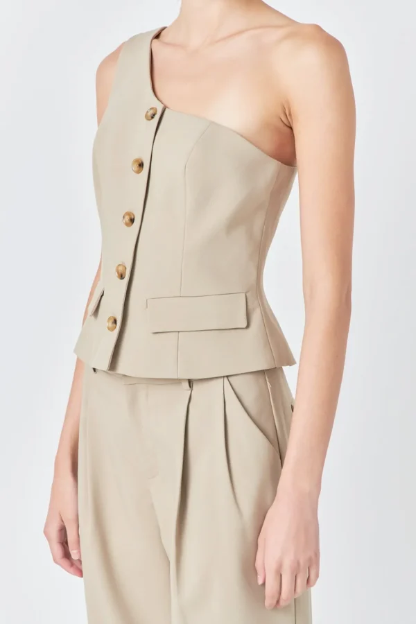GREY LAB Matching Sets | Tops*- Asymmetrical One Shoulder Vest SAGE