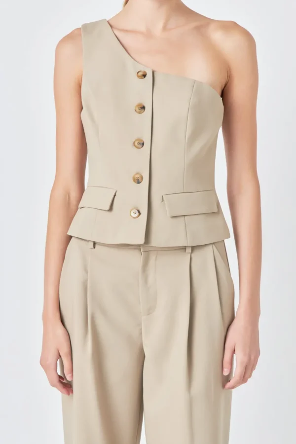 GREY LAB Matching Sets | Tops*- Asymmetrical One Shoulder Vest SAGE