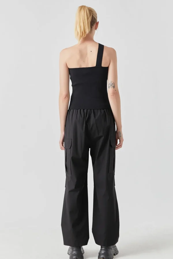 GREY LAB Sweaters & Knits*- Asymmetrical One-Shoulder Knit Tank Top BLACK
