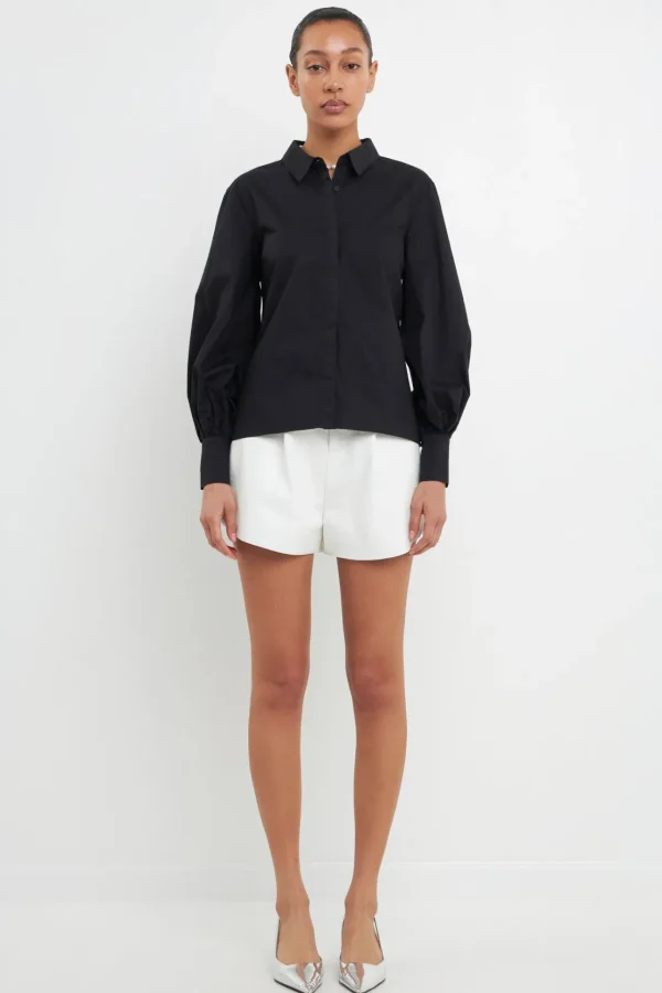 GREY LAB Shirts & Blouses | Tops*- Backless Long Sleeve Shirt JETBLACK