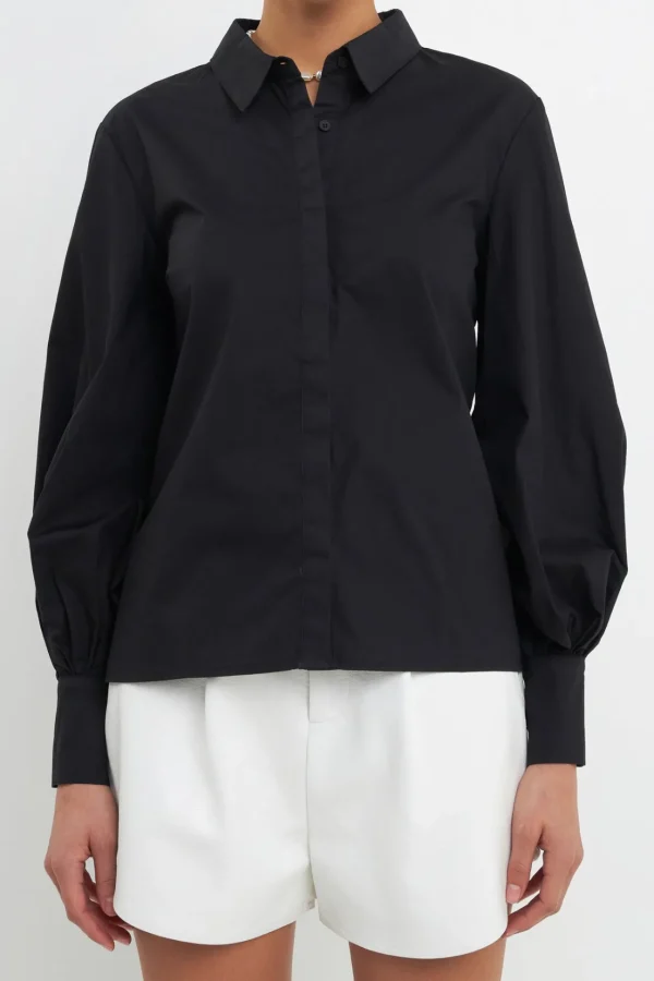 GREY LAB Shirts & Blouses | Tops*- Backless Long Sleeve Shirt JETBLACK