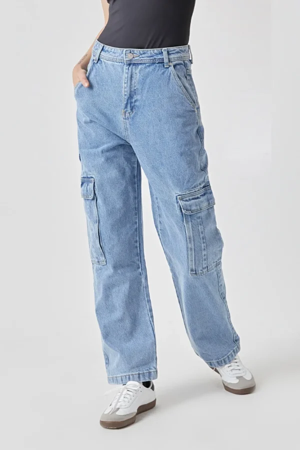 GREY LAB Denim | Tops*- Baggy Cargo Jeans DENIM
