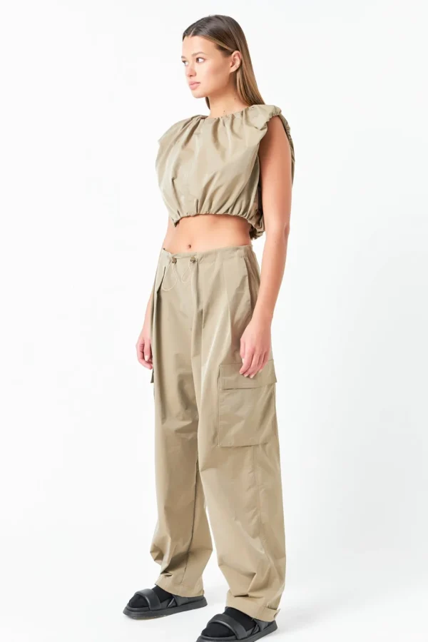 GREY LAB Matching Sets | Tops*- Balloon Shaped Sleeveless Top KHAKI