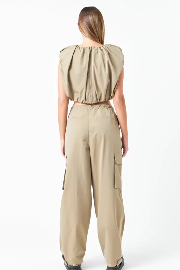 GREY LAB Matching Sets | Tops*- Balloon Shaped Sleeveless Top KHAKI