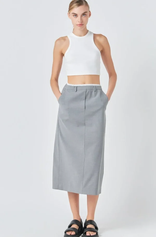 GREY LAB Matching Sets | Skirts*- Boxer Waist Maxi Skirt GREY
